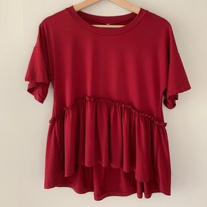 red ruffle shirt